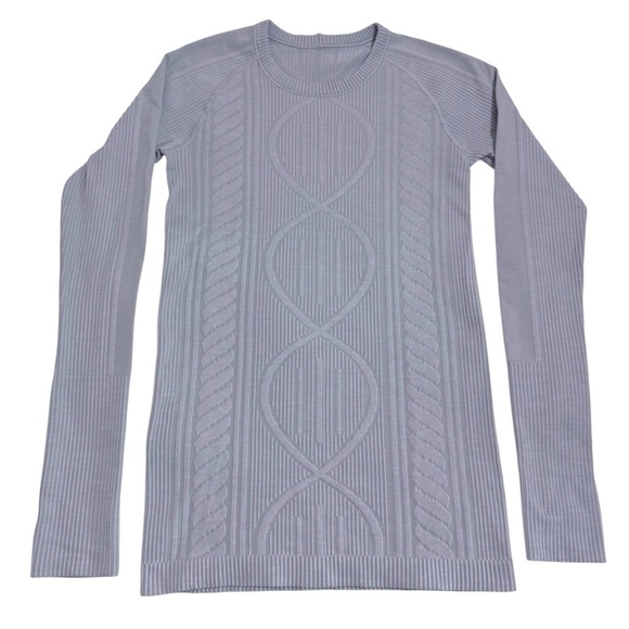 Lululemon Rest Less Pullover Top Size 4 Heathered Silver Long Sleeve AS IS - Picture 10 of 11